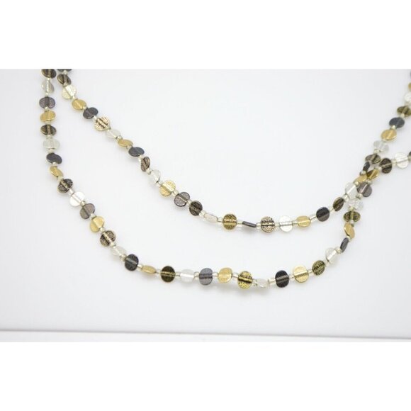 Chico's Silver Graphite Gold Tone Disc Multi-Strand Necklace - Picture 3 of 4